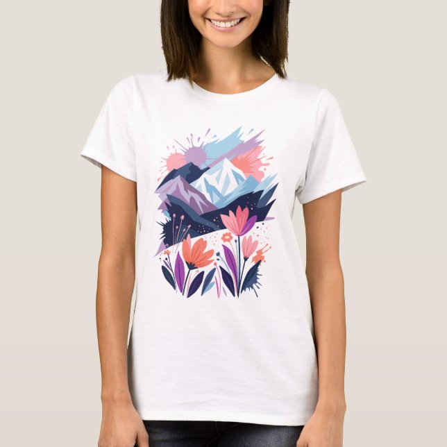 Camiseta de mujer de acuarela de flores silvestres (Anverso)