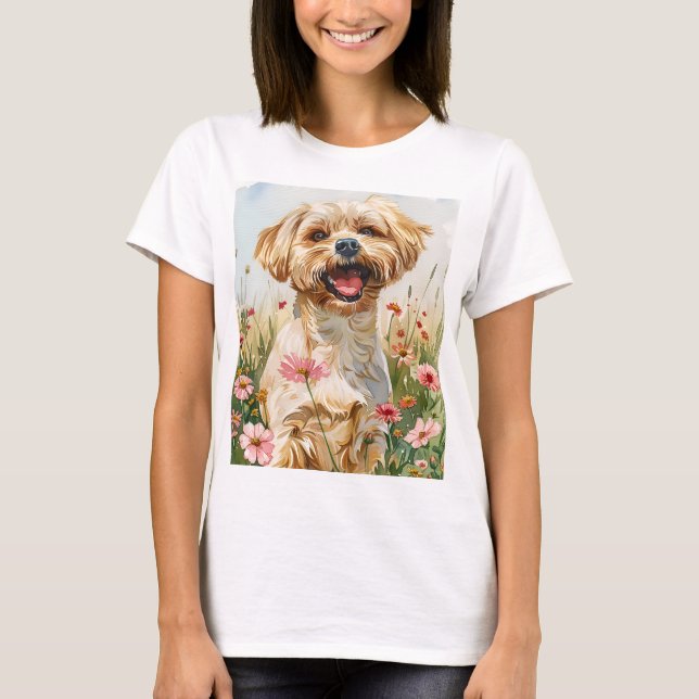 Camiseta de mujer de acuarela maltesa (Anverso)