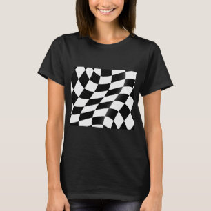 Camiseta de mujer de bandera a cuadros en blanco y