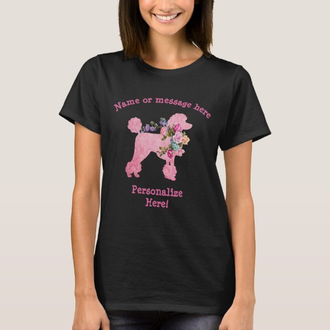 Camiseta de mujer de caniche rosa dulce y divertid (Anverso)
