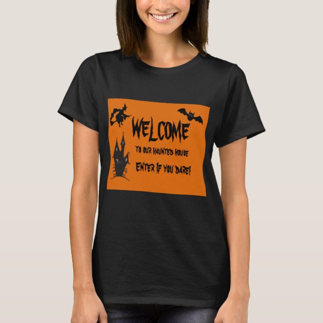 Camiseta de mujer de casa embrujada espeluznante d (Anverso)