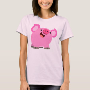 Camiseta de mujer de cerdo de dibujos animados rie