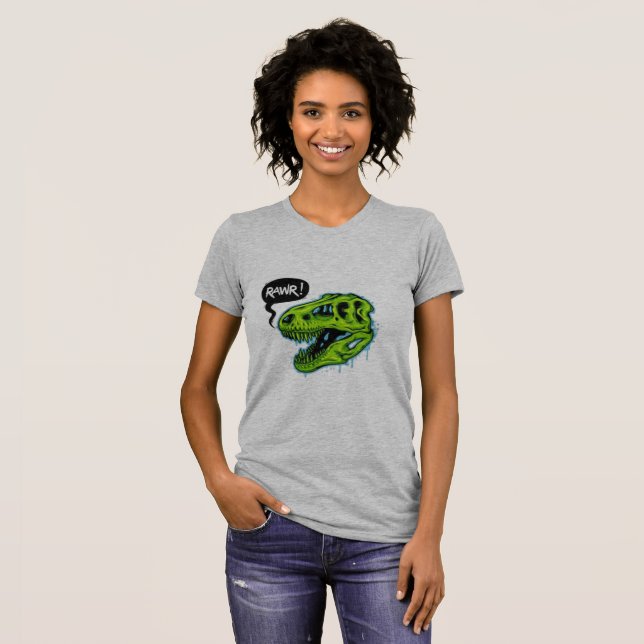 Camiseta de mujer de dinosaurio T-Rex RAWR lindo - (Anverso completo)