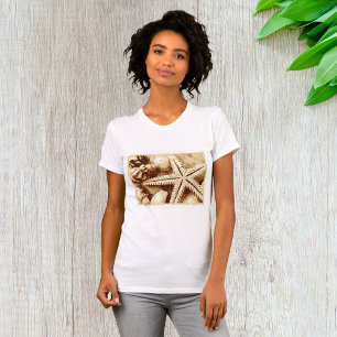 Camiseta de mujer de estrellas de mar y conchas ma
