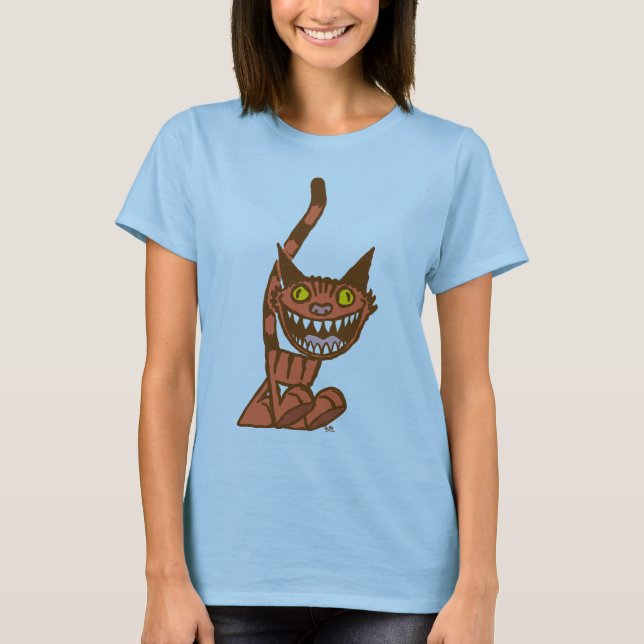 Camiseta de mujer de gatito naranja sonriente de d (Anverso)