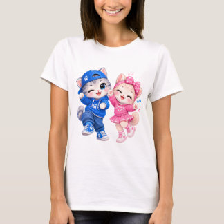 Camiseta de mujer de gatos bailarines lindos | Par