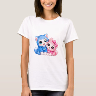 Camiseta de mujer de gatos lindos abrazándose | Ka
