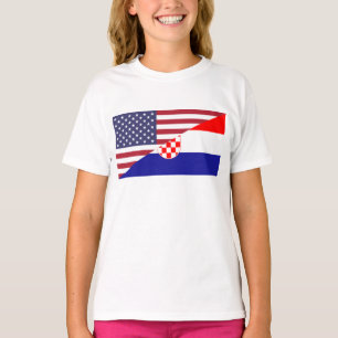 Camiseta de mujer de la bandera croata americana