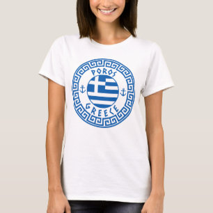 Camiseta de mujer de la bandera de Poros, Grecia