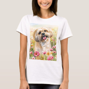 Camiseta de mujer de Lhasa Apso acuarela