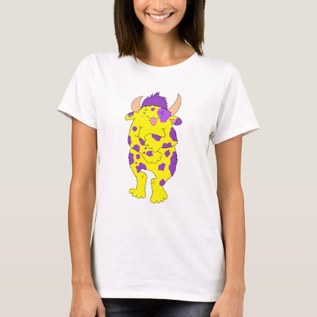 Camiseta de mujer de monstruo difuso manchado (Anverso)
