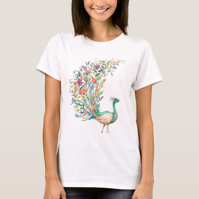 Camiseta de mujer de pavo real (Anverso)