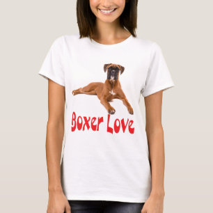 Camiseta de mujer de perro cachorro Boxer rojo amo