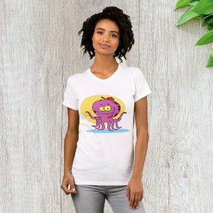 Camiseta de mujer de pulpo con gorra roja
