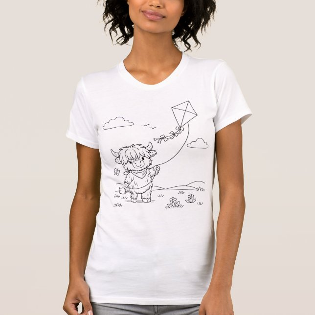 Camiseta de mujer de vaca de las Highlands para co (Anverso)