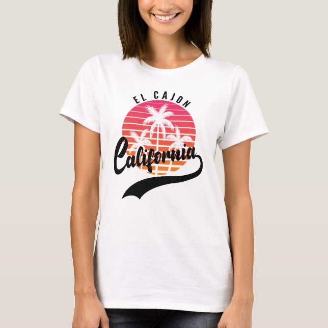 Camiseta de mujer El Cajon, Atardecer Retro (Anverso)