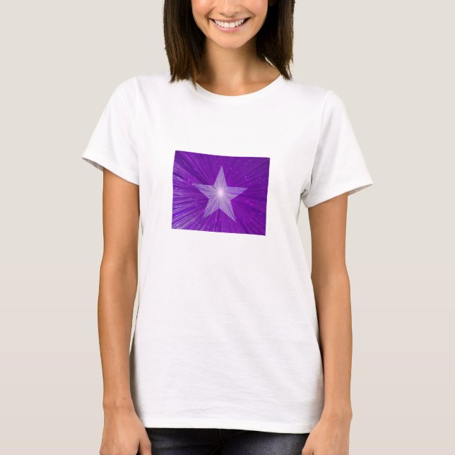 Camiseta de mujer Estrella Púrpura blanca (Anverso)