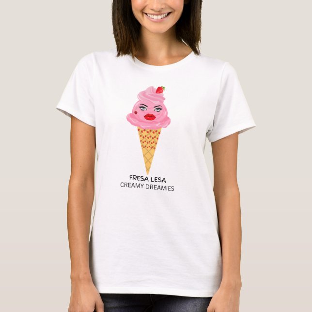 camiseta de mujer Fresa Lesa cono de helado de fre (Anverso)