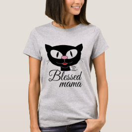 Camiseta de mujer gato de dibujos animados sonrien