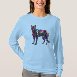 Camiseta de mujer gato de vidrio emplomado lindo