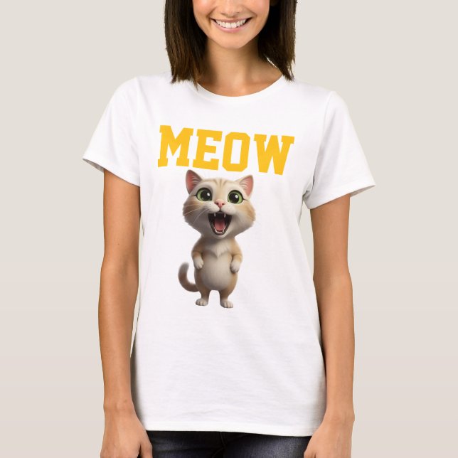Camiseta De Mujer Gato Lindo Meow (Anverso)