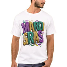 Camiseta de mujer Glittery Mardi Gras Gras, púrpur