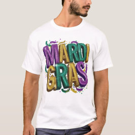 Camiseta de mujer Glittery Mardi Gras Gras, púrpur