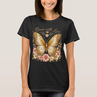 Camiseta de mujer Gold Butterfly Floral Grow with 