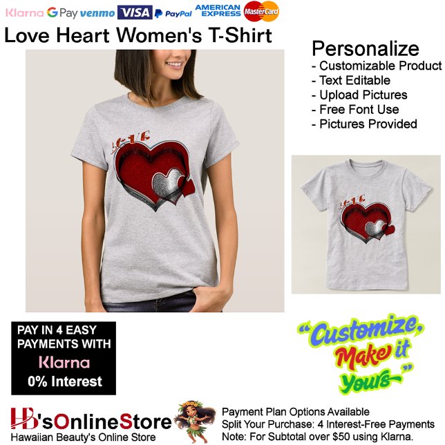 Camiseta de mujer Heart Light Steel (Love Heart Women's T-Shirt with Gray Background.)