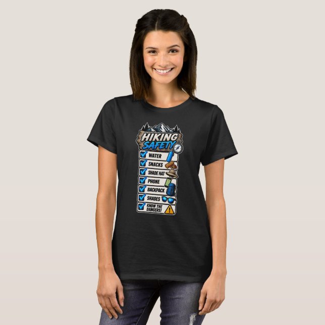 Camiseta de mujer Hiking Safety blk2 (Anverso completo)