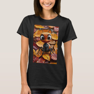 Camiseta De Mujer Hormiga Linda En Hojas De Otoño