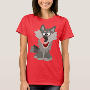 Camiseta de mujer lobo de dibujos animados diverti