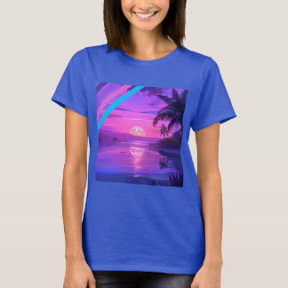 Camiseta de mujer paraíso de playa al atardecer tr