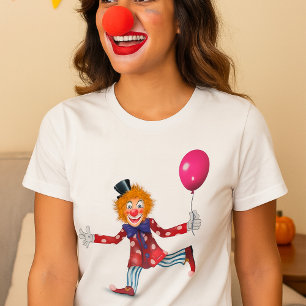 Camiseta De Mujer Payaso Con Un Globo