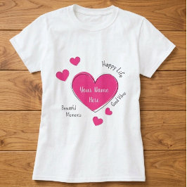 Camiseta de mujer personalizada con corazón rosa