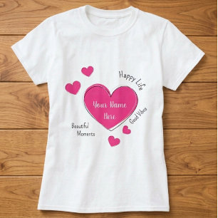 Camiseta de mujer personalizada con corazón rosa