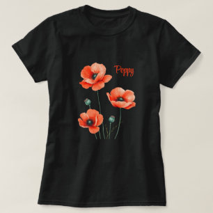 Camiseta de mujer personalizada de flores de amapo