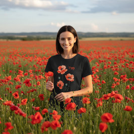Camiseta de mujer personalizada de flores de amapo
