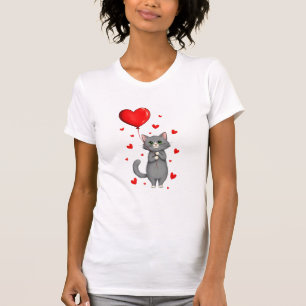 Camiseta de mujer regalo de San Valentín de gato a