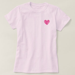 Camiseta de mujer rosa con el logo del corazón ang
