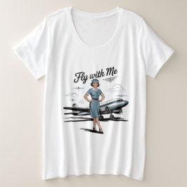 Camiseta de mujer talla grande con azafata escandi