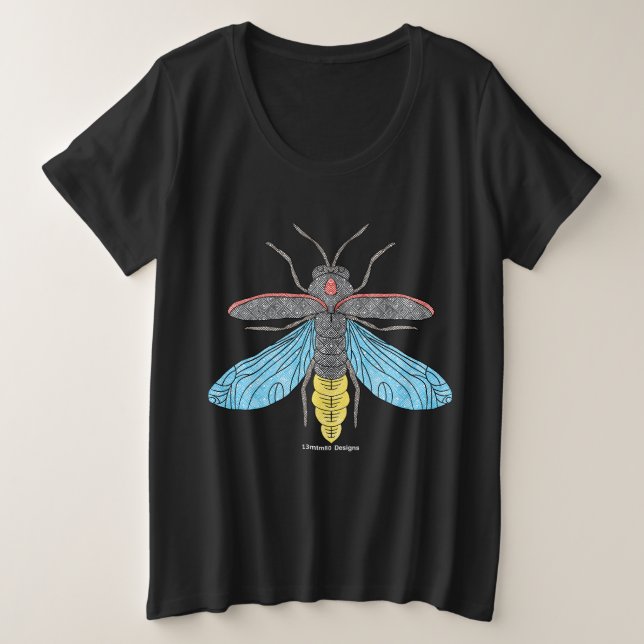 Camiseta de mujer talla plus - Luciérnaga (vívida) (Anverso del diseño)