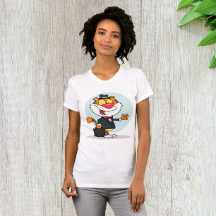 Camiseta de Mujer Tigre Sonriente Sosteniendo un M