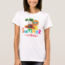 Camiseta de Mujer Vibraciones de Verano y Palmeras