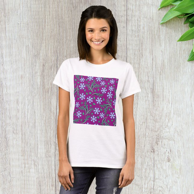 Camiseta de mujeres con arte morado floral (Subido por el creador)