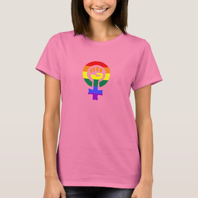 Camiseta de mujeres con bandera arco iris (Anverso)