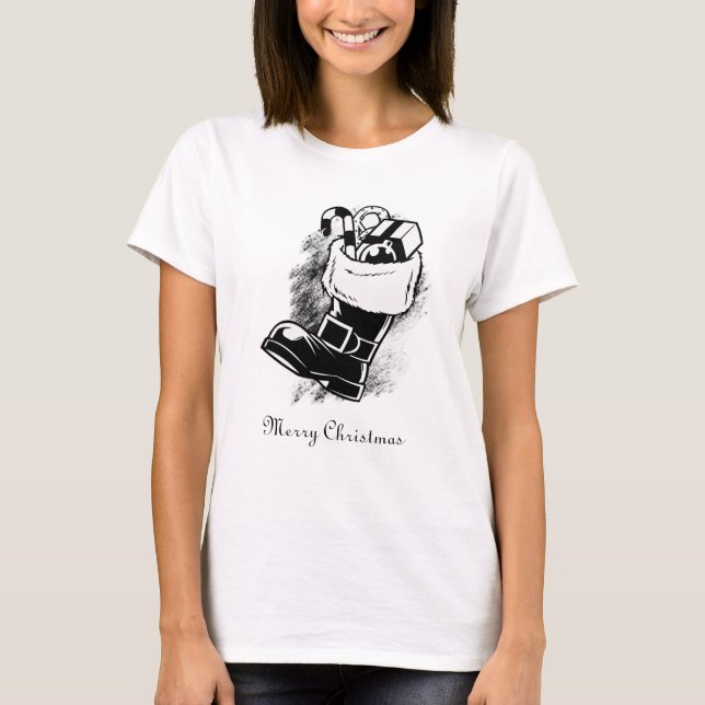 Camiseta de mujeres con botas de navidad de mora v (Anverso)
