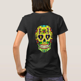 Camiseta de mujeres con cráneo de azúcar amarillo