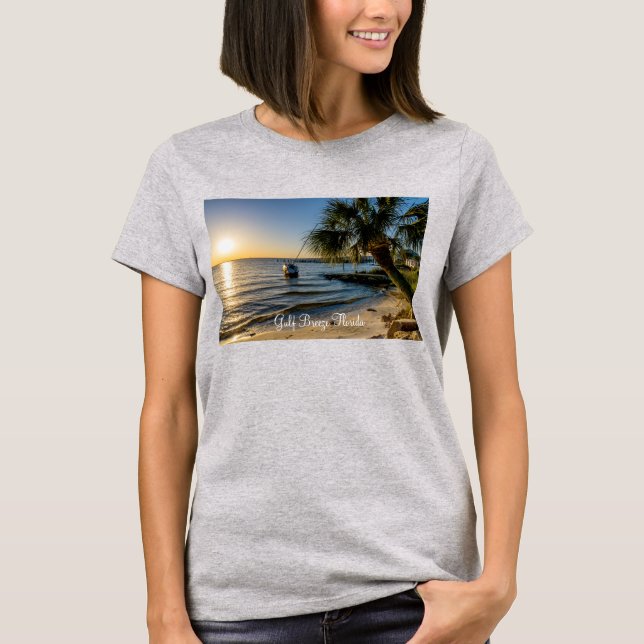 Camiseta de mujeres con palmeras inclinadas en Flo (Anverso)