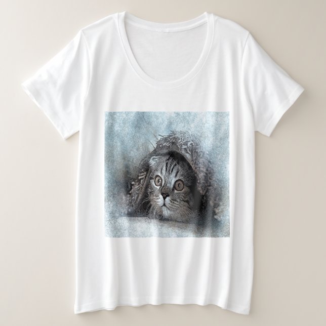 Camiseta de mujeres con tallas de gatito 4 x (Anverso del diseño)